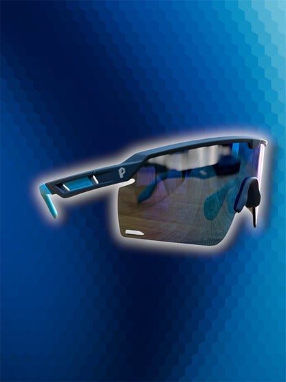 Sunglasses with a blue gradient background